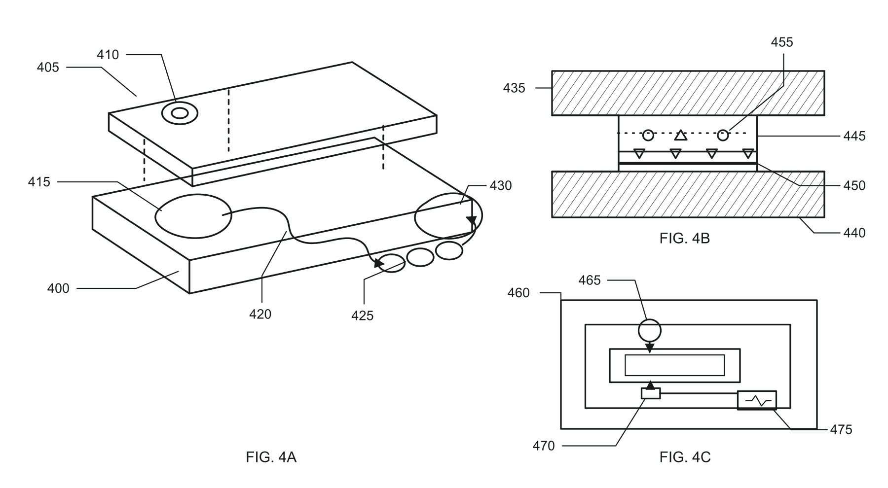 Illustrative patent line drawing of a generic biological sample-processing cartridge and reader